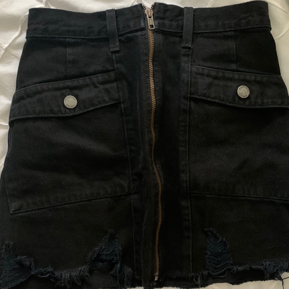 Carmar ripped jean skirt